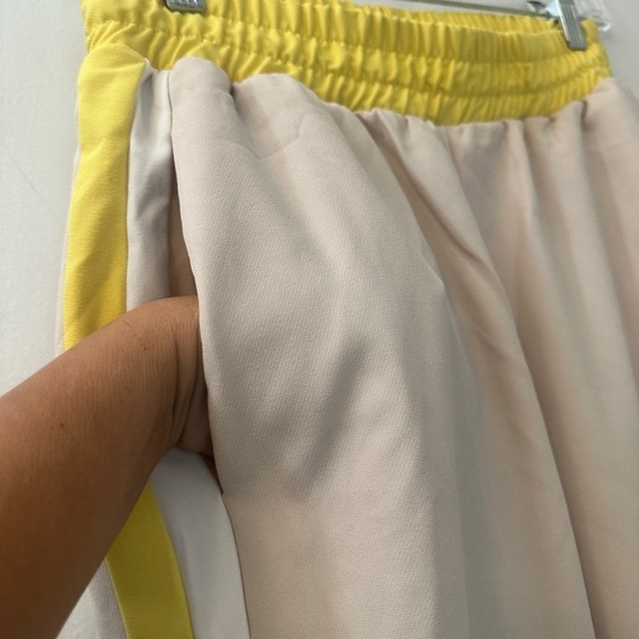 ZARA Women’s M Pink Yellow Side Stripe Jogger Pants Pockets Elastic Waist - Picture 3 of 8